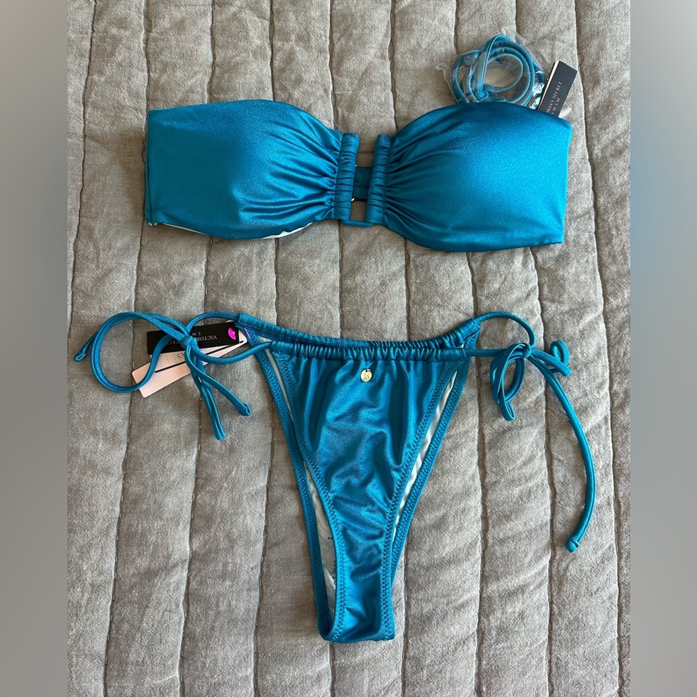 New Victoria’s Secret Blue Bandeau Brazilian Bikini - S